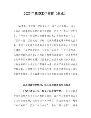 2025年党委工作安排（企业）.docx