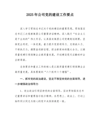 2025年公司党的建设工作要点.docx