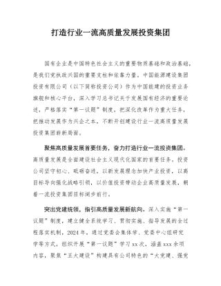 打造行业一流高质量发展投资集团.docx