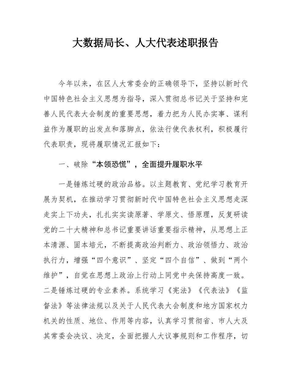 大数据局长、人大代表述职报告.docx_第1页