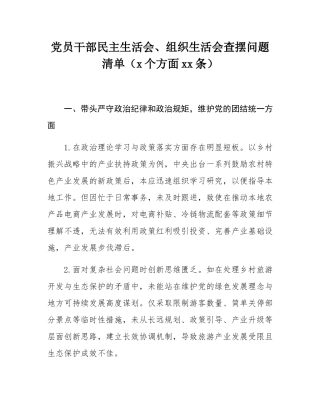 党员干部民主SH会、组织SH会查摆问题清单（4个方面28条）.docx