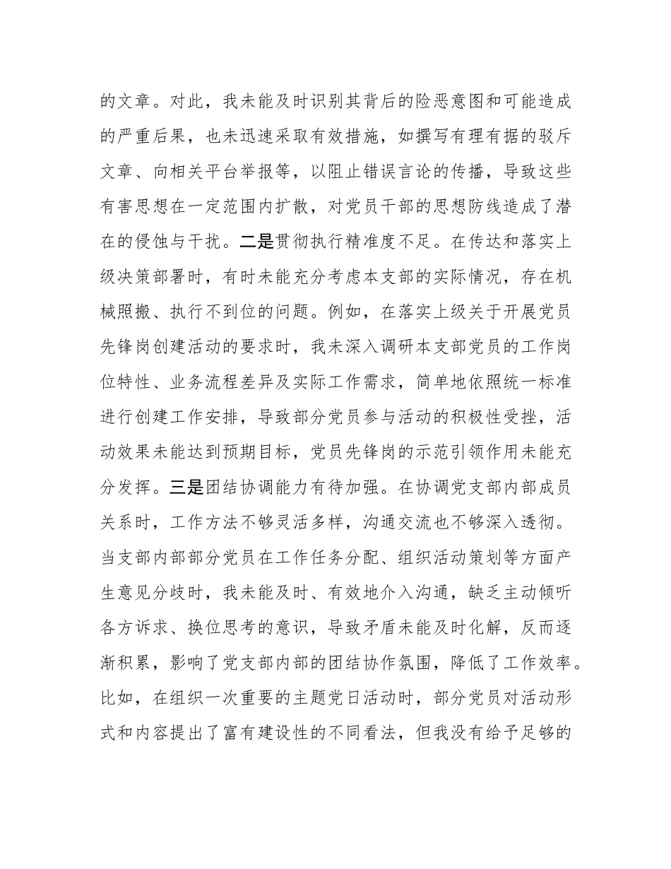 党支部副书记2024年组织SH会个人对照检查发言材料.docx_第2页