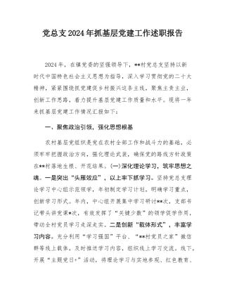 党总支2024年抓基层党建工作述职报告.docx