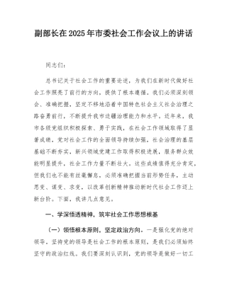 副部长在2025年市委社会工作会议上的讲话.docx
