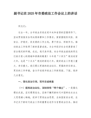副书记在2025年市委政法工作会议上的讲话.docx