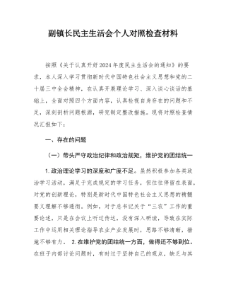 副镇长民主SH会个人对照检查材料.docx