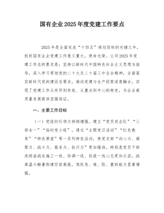 国有企业2025年度党建工作要点.docx