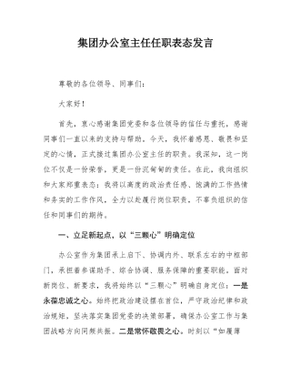 集团办公室主任任职表态发言.docx