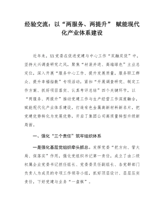 经验交流：以“两服务、两提升” 赋能现代化产业体系建设.docx
