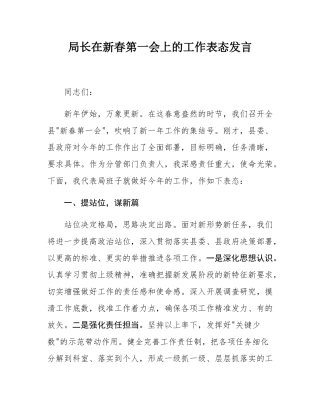 局长在新春第一会上的工作表态发言.docx