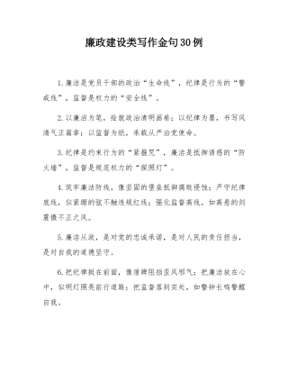 廉政建设类写作金句30例.docx