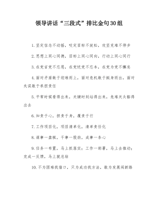 领导讲话“三段式”排比金句30组.docx
