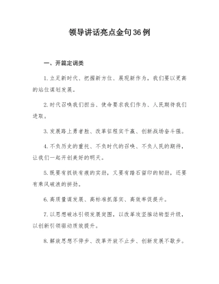 领导讲话亮点金句36例.docx