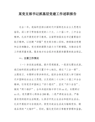 某党支部书记抓基层党建工作述职报告.docx