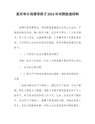 某市审计局领导班子2024年对照检查材料.docx