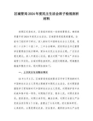 区城管局2024年度民主SH会班子检视剖析材料.docx