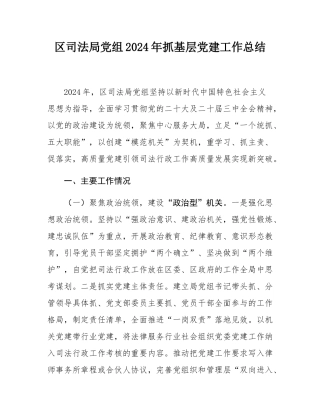 区司法局党组2024年抓基层党建工作总结.docx