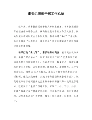 市委组织部干部工作总结.docx