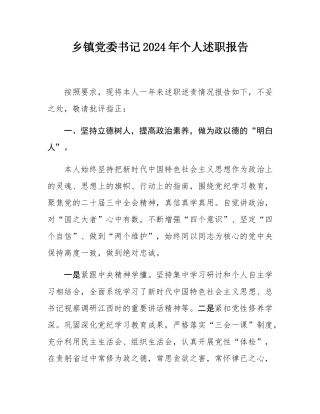 乡镇党委书记2024年个人述职报告.docx