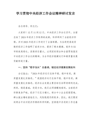 学习贯彻中央经济工作会议精神研讨发言.docx