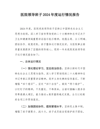 医院领导班子2024年度运行情况报告.docx