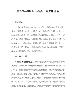 在2024年组织SH会上的点评讲话.docx