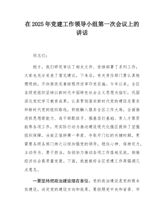 在2025年党建工作领导小组第一次会议上的讲话.docx