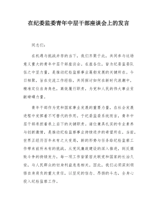 在纪委监委青年中层干部座谈会上的发言.docx