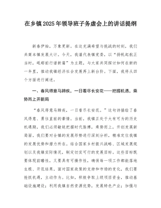 在乡镇2025年领导班子务虚会上的讲话提纲.docx