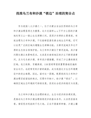 找准乌兰布和沙漠“锁边”治理的契合点.docx