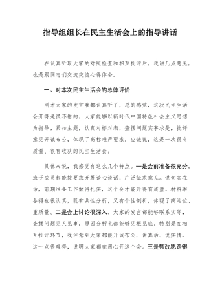 指导组组长在民主SH会上的指导讲话.docx