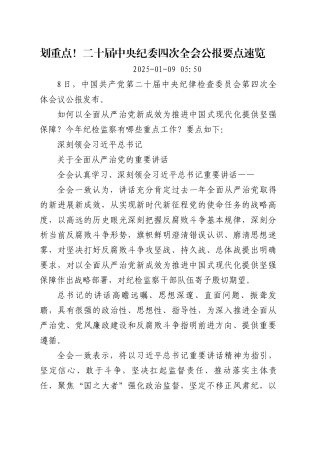 二十届中央纪委四次全会公报要点（20250109）.docx