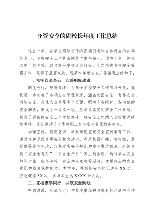 分管安全的副校长年度工作总结.docx