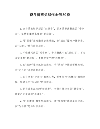 奋斗拼搏类写作金句30例.docx