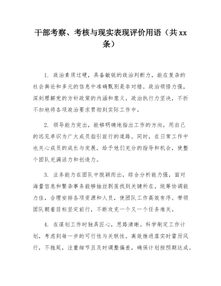 干部考察、考核与现实表现评价用语（共28条）.docx