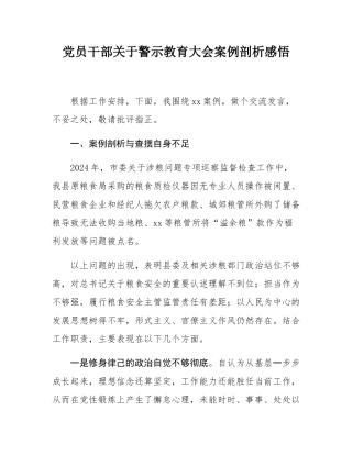 党员干部关于警示教育大会案例剖析感悟.docx