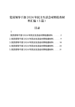 党员领导干部2024年民主生活会对照检查材料汇编（5篇）.docx