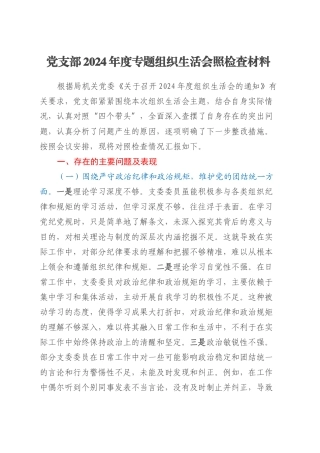 党支部2024年度专题组织生活会照检查材料.docx
