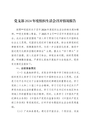 党支部2024年度组织生活会召开情况报告.docx