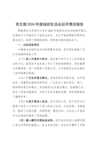 党支部2024年度组织生活会召开情况报告工作汇报总结20250314.docx