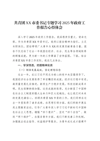 共青团XX市委书记专题学习2025年政府工作报告心得体会.docx