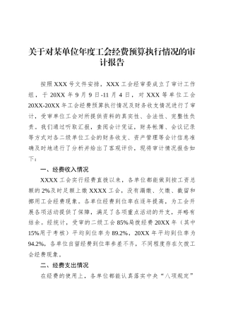 关于对某单位年度工会经费预算执行情况的审计报告.docx