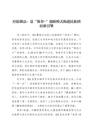 经验做法：县“体育 ”创新模式构建民族团结新引擎.docx