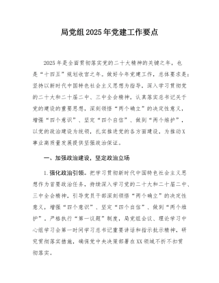 局党组2025年党建工作要点.docx