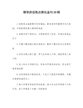 领导讲话亮点排比金句30例.docx
