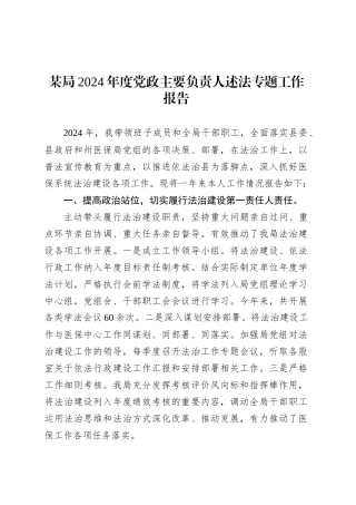 某局2024年度党政主要负责人述法专题工作报告.docx