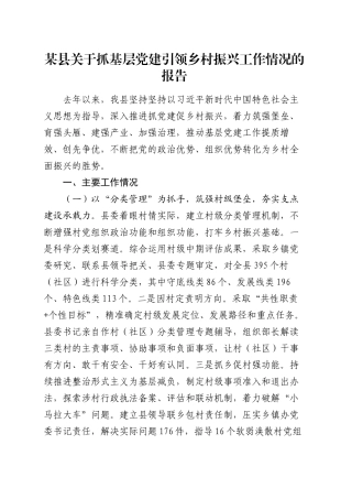某县关于抓基层党建引领乡村振兴工作情况的报告.docx