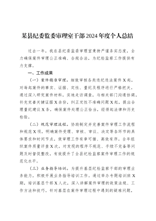 某县纪委监委审理室干部2024年度个人总结.docx