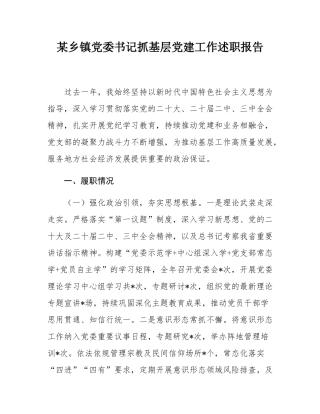 某乡镇党委书记抓基层党建工作述职报告.docx