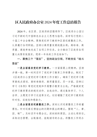 区人民政府办公室2024年度工作总结报告.docx